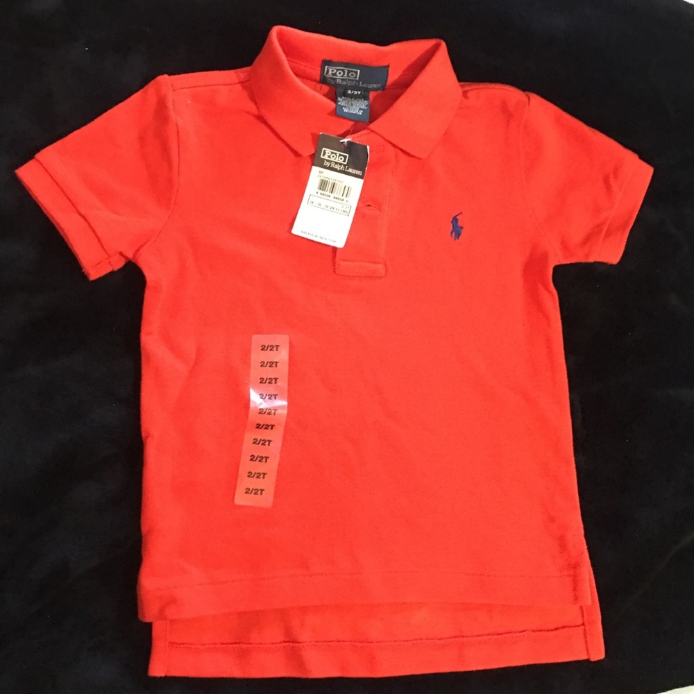 Ralph Lauren orange w/ blue horse Polo shirt
